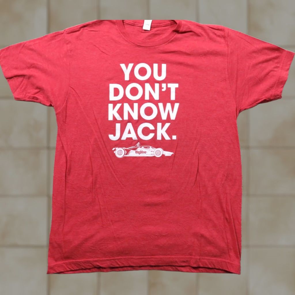 Tultex Tultex You Don't Know Jack Hy-Vee Race Car Food Store Red T-Shirt Men L Crew Neck Short Sleeve Cotton USA Retro Sports-Theme Size US L / EU 52-54 / 3 - 1 Thumbnail