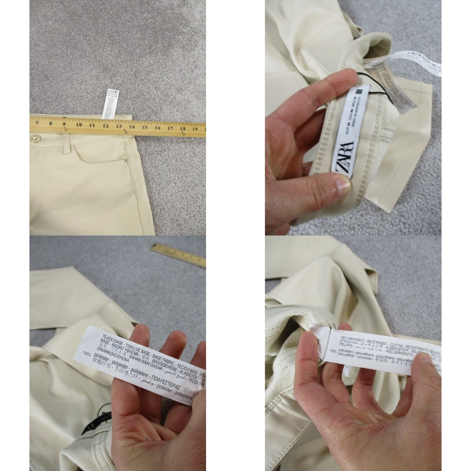 Zara Zara Pants Womens 4 Beige Faux Leather Straight Leg NEW Stains Size 27" / US 4 / IT 40 - 8 Thumbnail