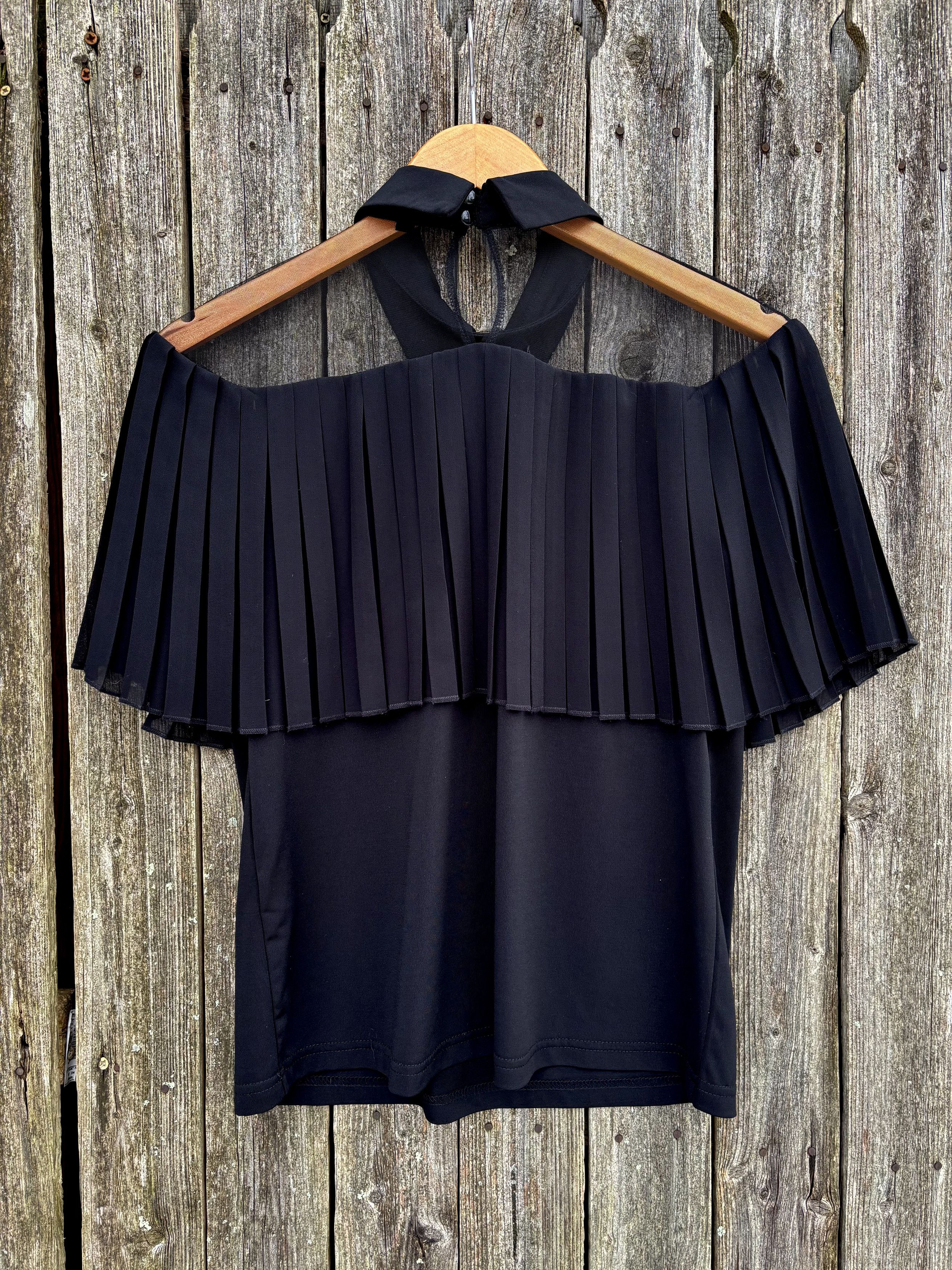 Vintage Pleated Chiffon and Mesh Blouse Size S / US 4 / IT 40 - 2 Thumbnail