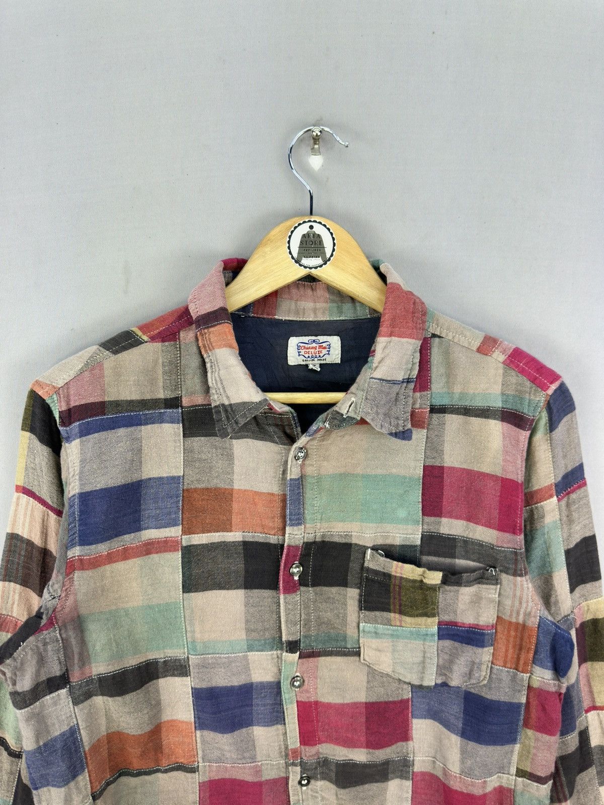 Japanese Brand Chiang Mai Deluxe Rare Patchwork Flannel Shirt Button Up Size US M / EU 48-50 / 2 - 7 Thumbnail