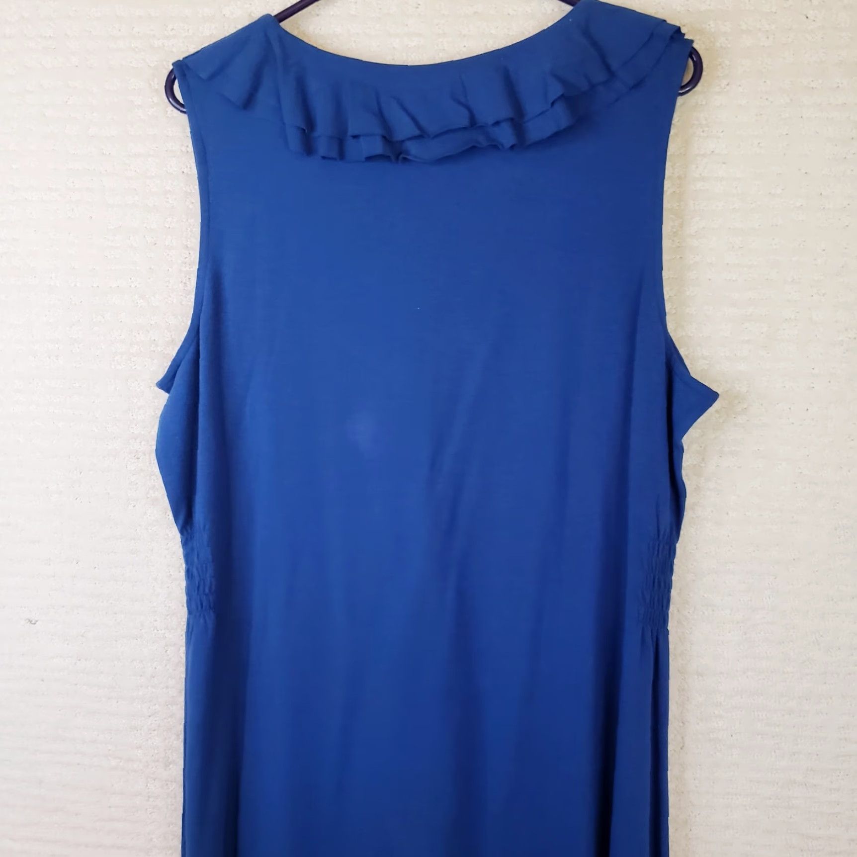 Vintage Sahalie Midi Dress XL Blue Sleeveless V-Neck Knit Cotton Modal Spandex Stretch Size XL / US 12-14 / IT 48-50 - 6 Thumbnail