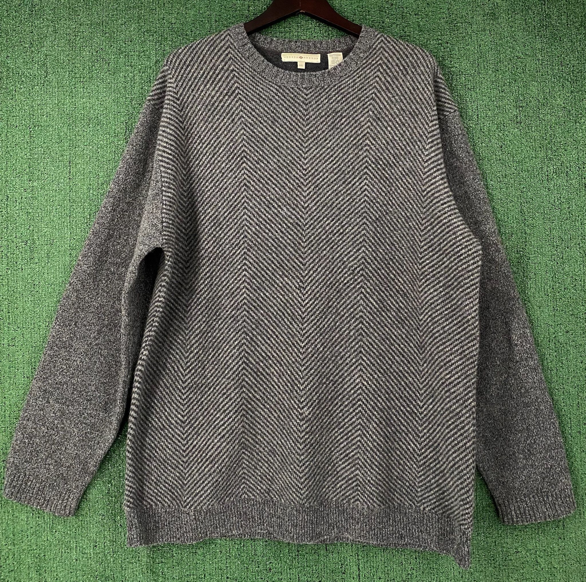Joseph Abboud 90’s Wool Grey Patterned Sweater W/ Elbow Patches 2XL Size US XXL / EU 58 / 5 - 1 Thumbnail