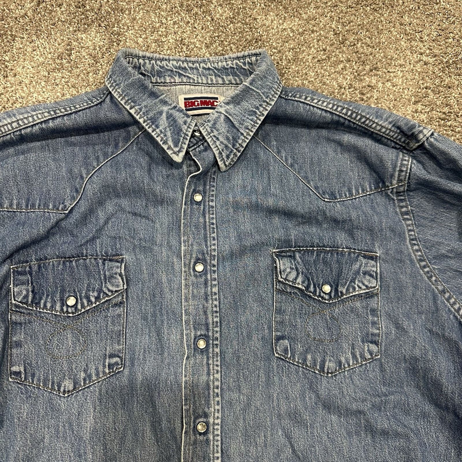 Big Mac Vtg Big Mac Denim Pearl Snap Western Shirt Mens Sz 2XL TALL Size US XXL / EU 58 / 5 - 3 Thumbnail