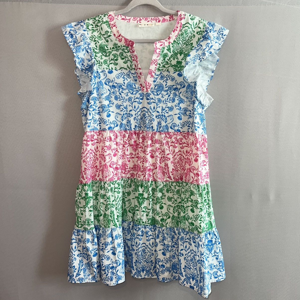 Other Roller Rabbit Hilla Tiered Block Print Mini Dress Size L / US 10 / IT 46 - 2 Thumbnail