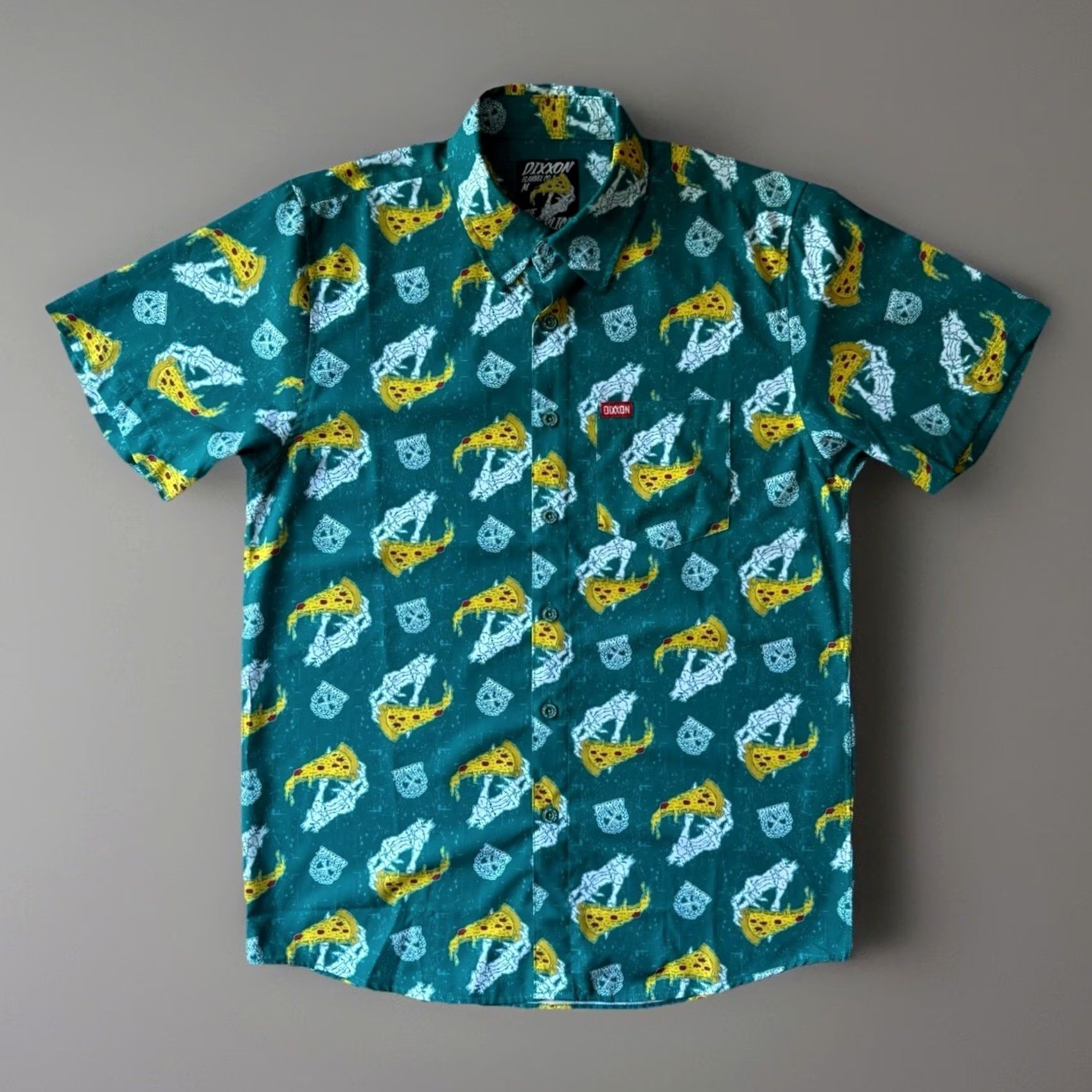 Vintage Dixxon Shirt M Green The Slice Pizza Short Sleeve Button Up Casual Workwear Size US M / EU 48-50 / 2 - 2 Thumbnail