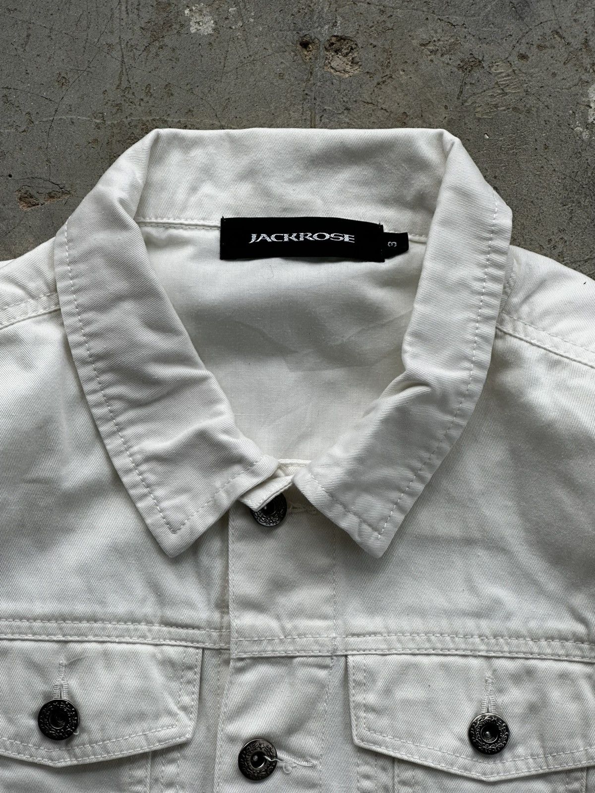 Japanese Brand Jackrose White Trucker Jacket y2k Size US M / EU 48-50 / 2 - 2 Thumbnail
