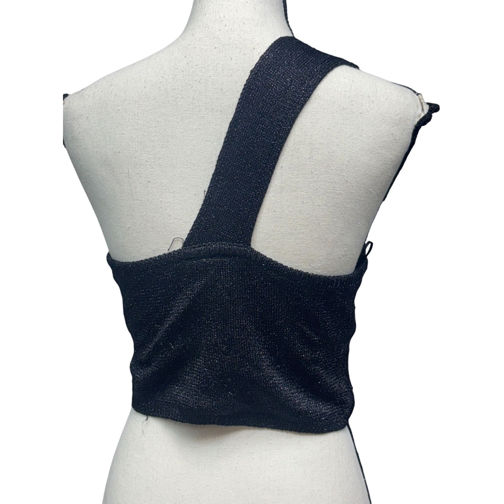 Diane von Furstenberg House of Harlow 1960 Black Metallic Knit Lurex Crop Top, Bla Size M / US 6-8 / IT 42-44 - 11 Thumbnail