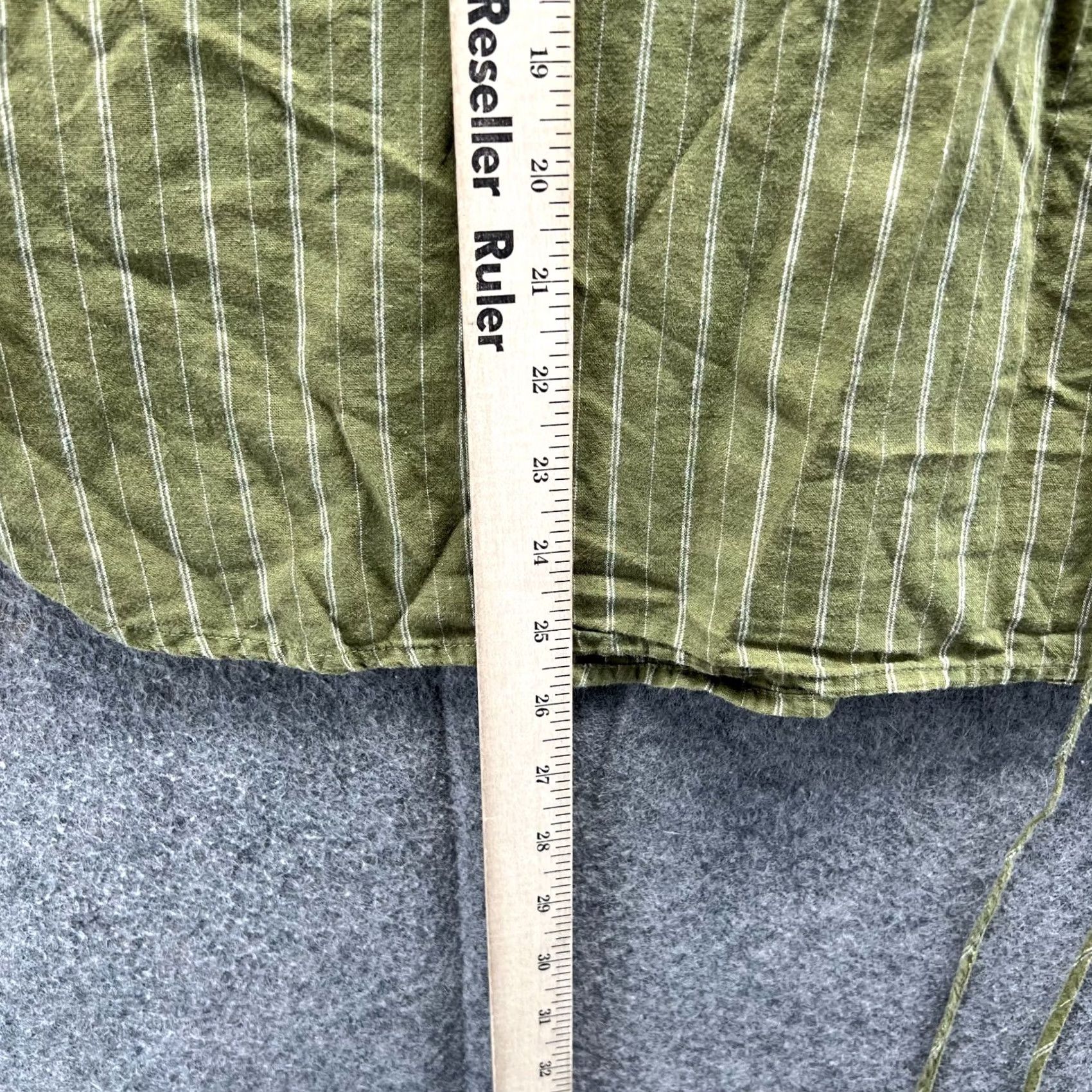 Free People VINTAGE Free People Shirt Women Small Green Striped Linen Blend Drawstring Top Soft Size S / US 4 / IT 40 - 5 Thumbnail