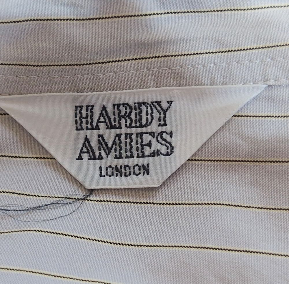 Hardy Amies Hardy Aimes Sz L Tan Striped Button-Up Shirt with Embroider Size US L / EU 52-54 / 3 - 5 Thumbnail