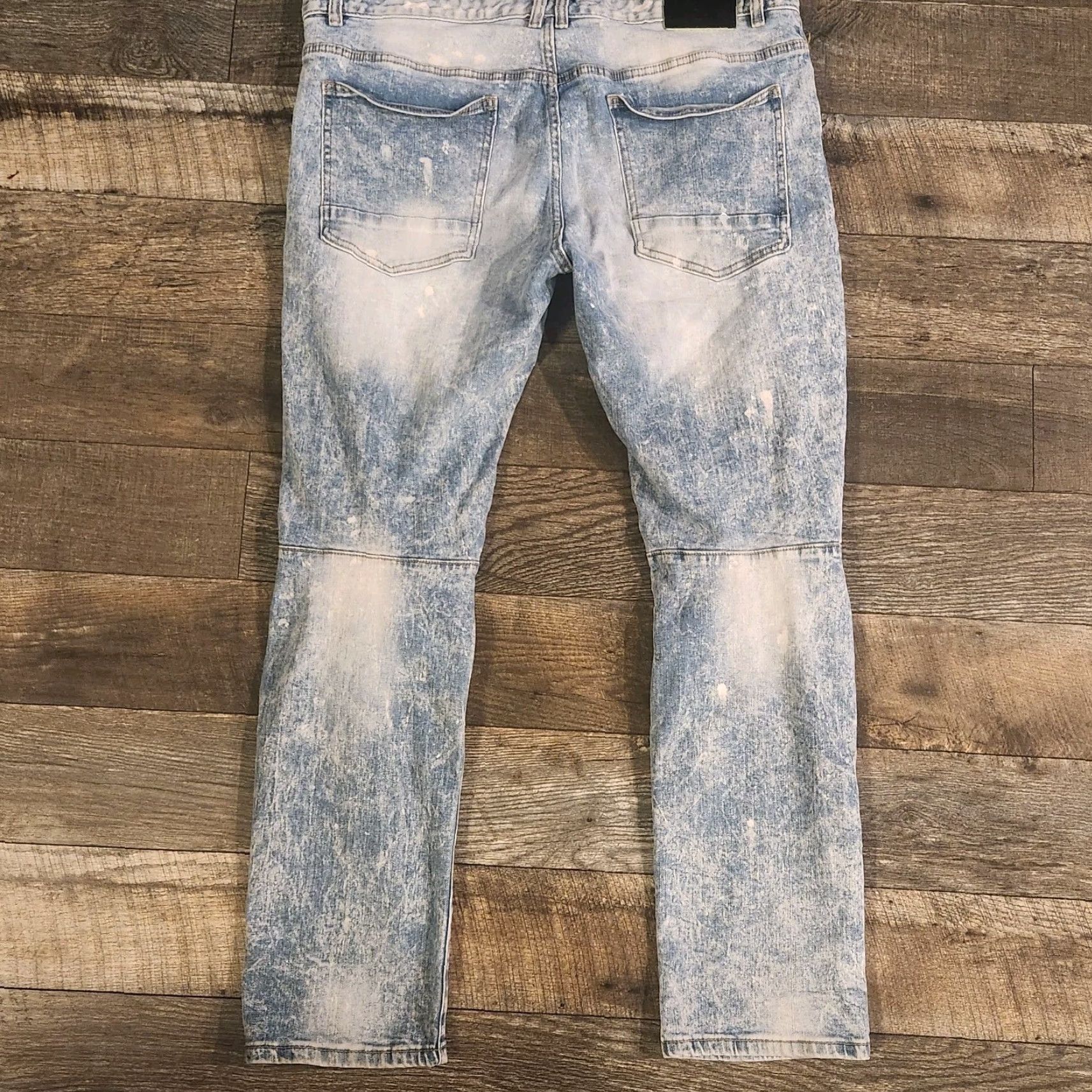 Vintage Smoke Rise Jeans Mens 42x32 Blue Slim Fit Distressed Light Wash Zip Fly Stretch Denim MENS Jeans Blue Slim Tapered 42x32 Size US 42 / EU 58 - 7 Thumbnail