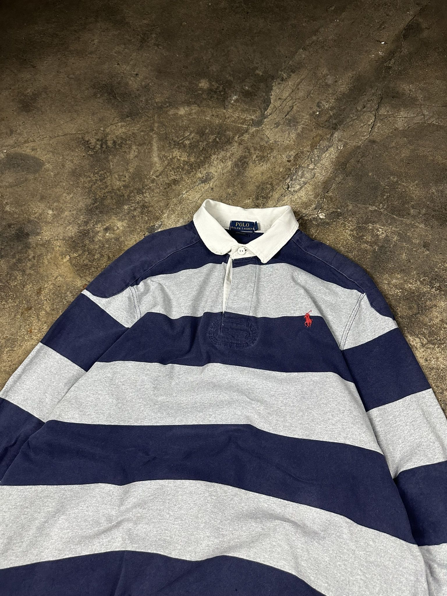 Polo Ralph Lauren Vintage Polo Ralph Lauren Rugby Longsleeve Stripped Polo Size US XL / EU 56 / 4 - 2 Thumbnail