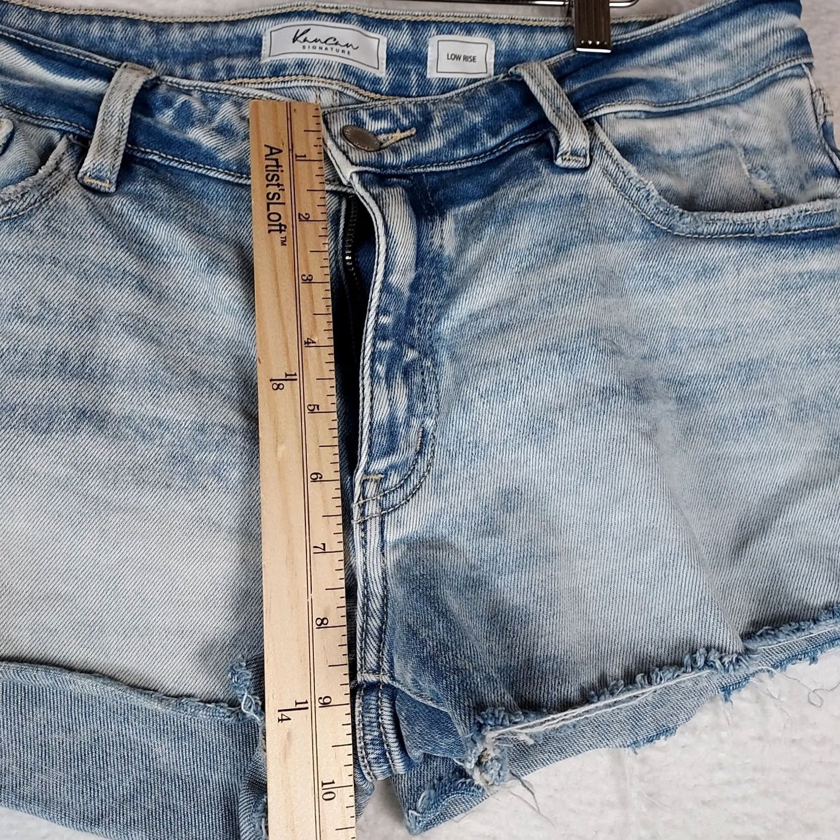 Vintage KanCan Womens 31 Low Rise Cutoff Denim Shorts Light Wash Blue 5-Pocket Button Denim Shorts Summer Spring Womens Size 24" / US 00 / IT 34 - 5 Thumbnail