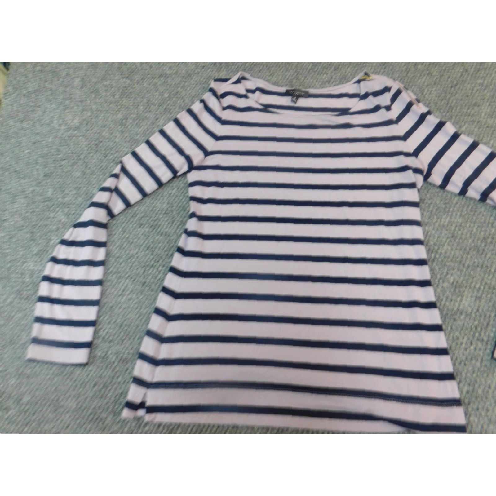 Vintage The Limited Blouse M Striped Purple Zipper Crew Neck Long Sleeve Women’s Regular Polyester Rayon Breathable Casual Vintage No Size M / US 6-8 / IT 42-44 - 3 Thumbnail
