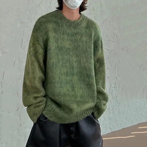 Vintage Green Mohair Knit Sweater Y2k streetwear Size US L / EU 52-54 / 3 - 1 Thumbnail