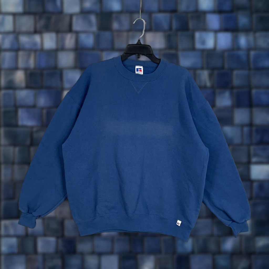 Russell Athletic VINTAGE Russell Army Sweatshirt Mens XL Blue Crewneck 50/50 Made USA 90s Pullover Sweatshirt Mens XL Blue 90s Russell Athletic Crewneck Pullover Size US XL / EU 56 / 4 - 1 Thumbnail