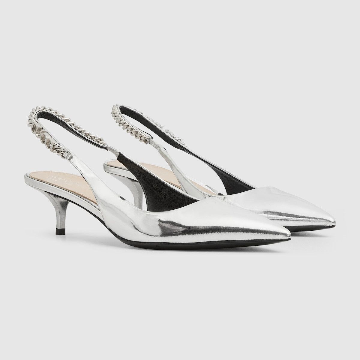 Gucci oc11z1025 Signoria Slingback Pumps in Silver Metallic Size US 8 / IT 38 - 2 Thumbnail