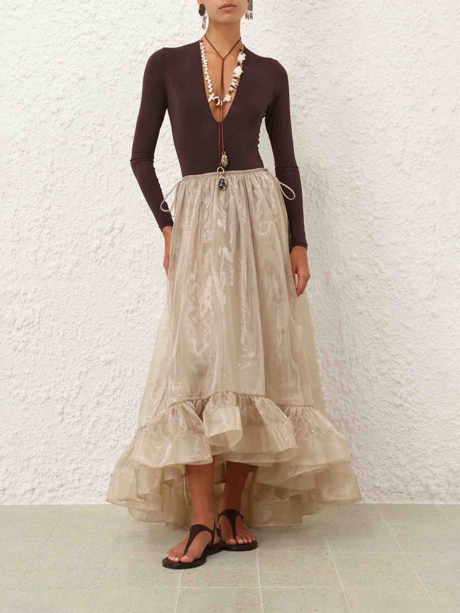 Zimmermann oc11z0226 Dawning Sleeve Bodysuit in Chocolate Brown Size L / US 10 / IT 46 - 2 Thumbnail