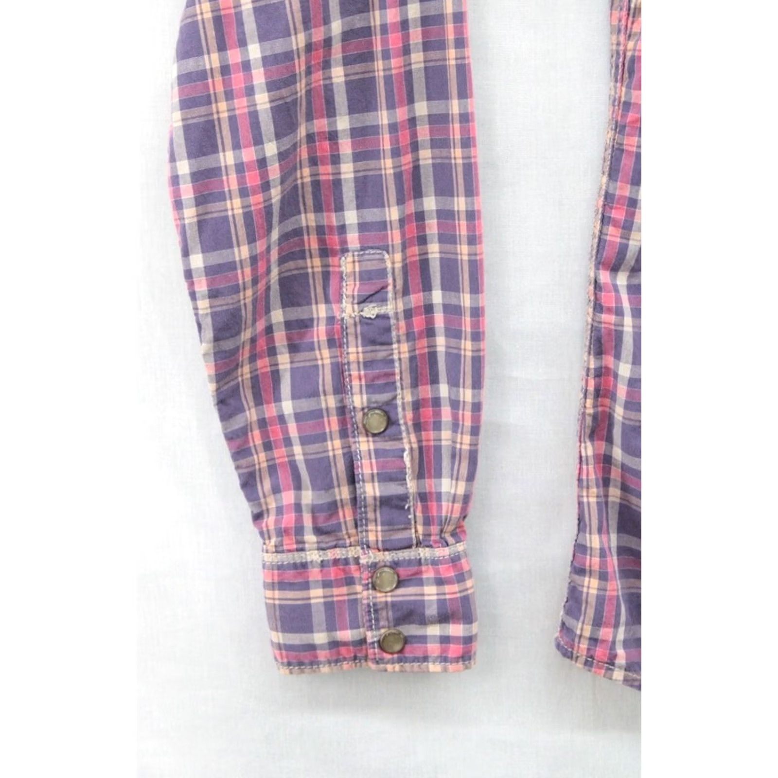 Vintage Christian Audigier Y2K Shirt Mens Small Pearl Snaps Purple Pink Plaid Western Flip Cuff Size US S / EU 44-46 / 1 - 5 Thumbnail