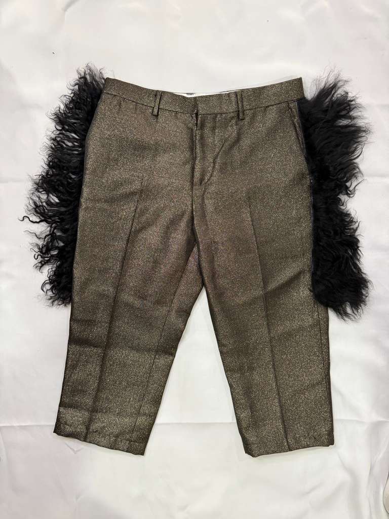 Other Metallic Pants with Black Mongolian Fur Size US 33 - 9 Thumbnail