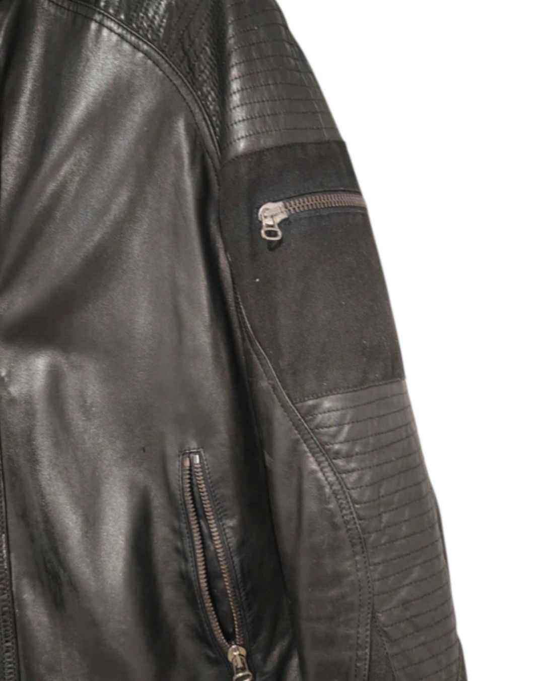 Roberto Cavalli LEATHER BOMBER BIKER JACKET Size US L / EU 52-54 / 3 - 4 Thumbnail
