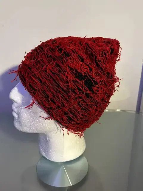 Jaefields Distressed Knitted Beanie (red) Size ONE SIZE - 4 Thumbnail