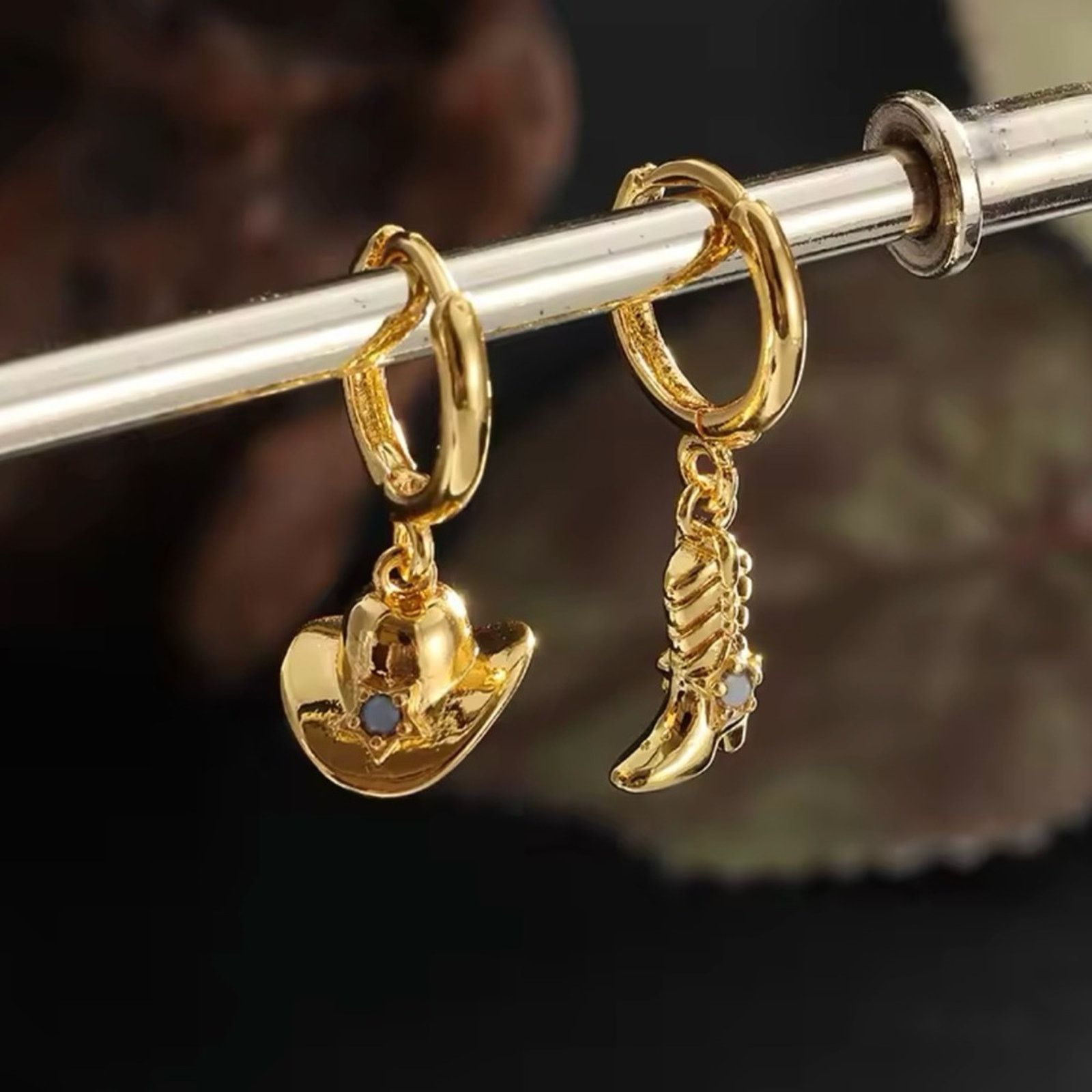 Other Cowboy Hat and Boots Hoop Earrings Size ONE SIZE - 1 Thumbnail