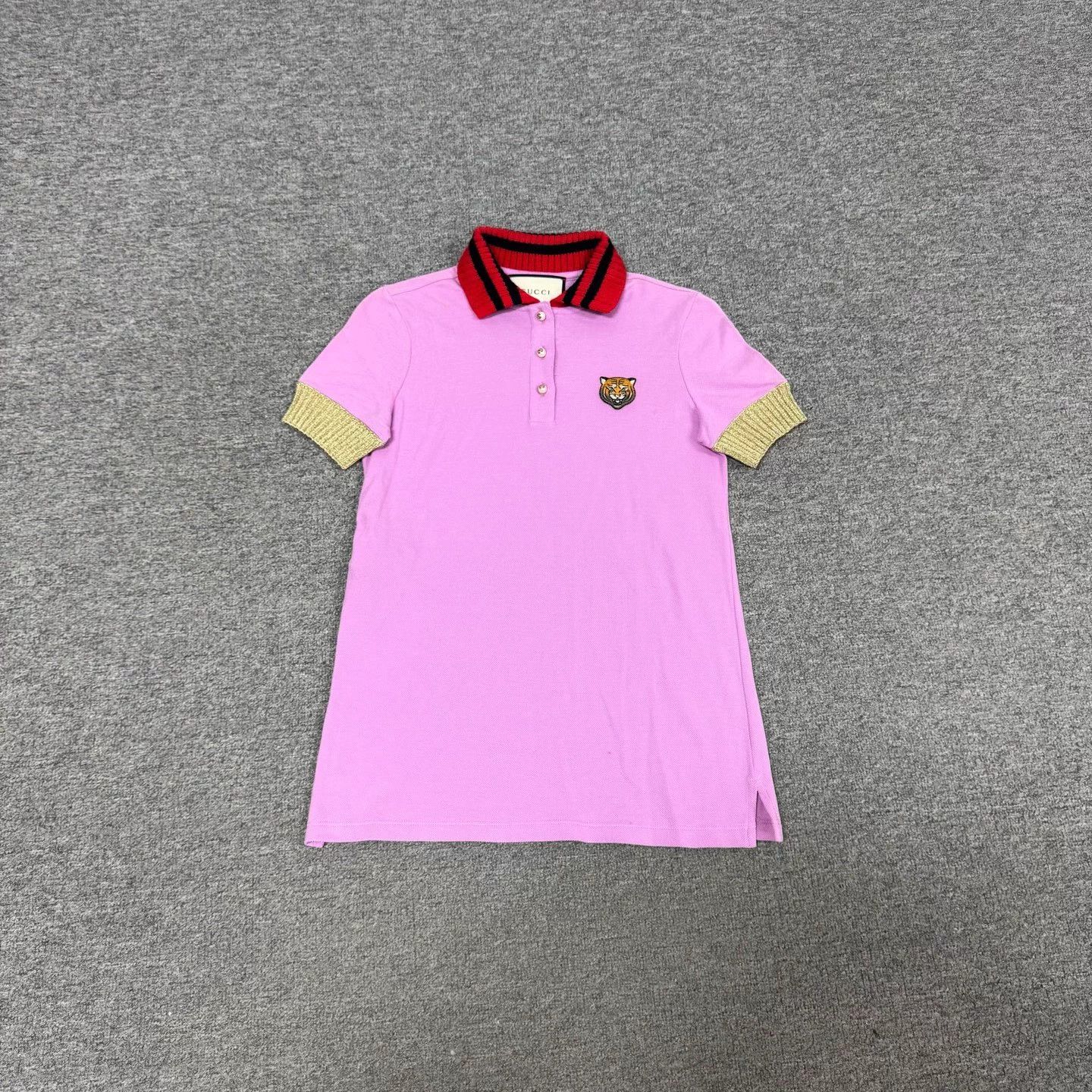 Gucci Gucci Tiger Head Ribbed Cuffs Polo Tee S Mint Size S / US 4 / IT 40 - 1 Thumbnail