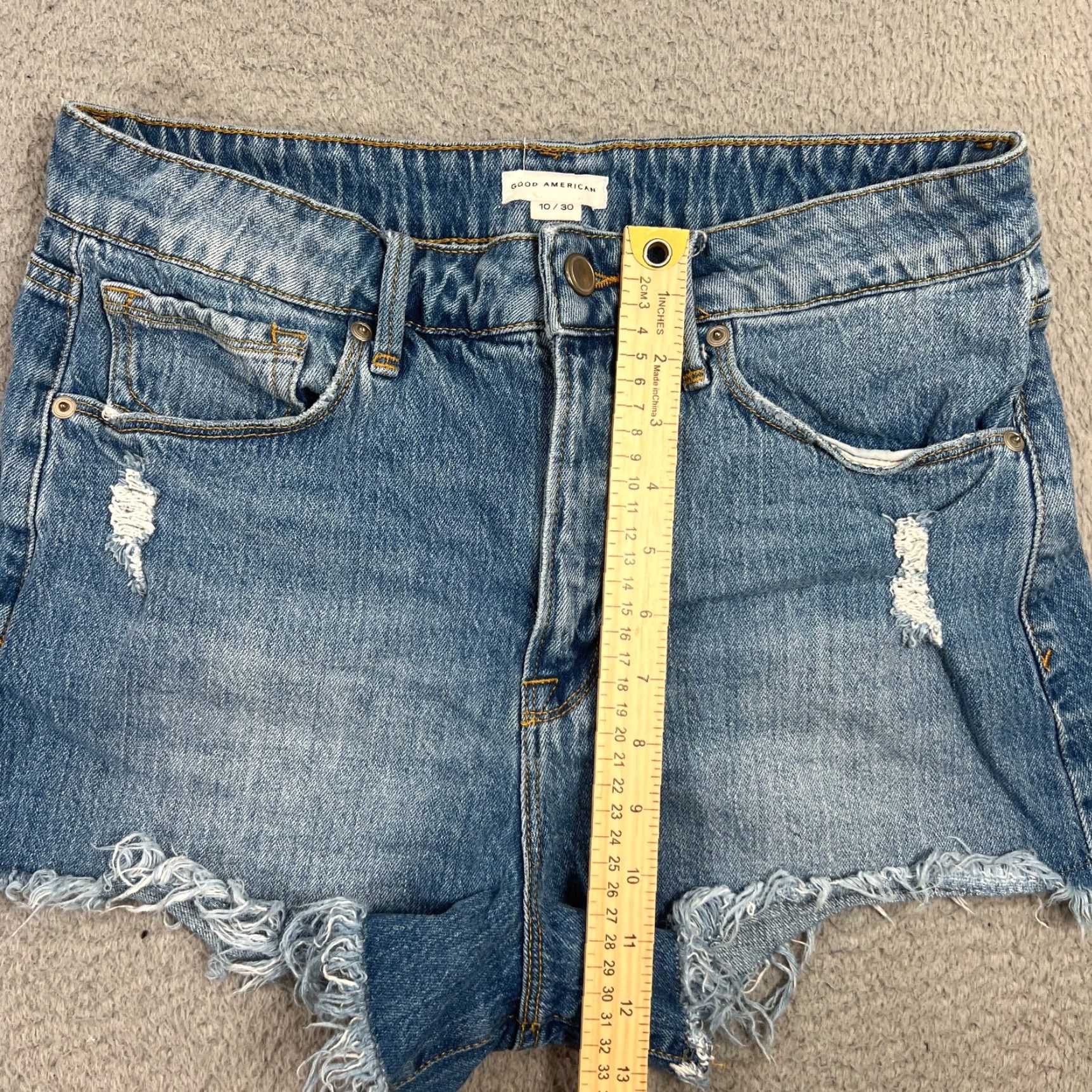 Good American VINTAGE Good American Women's High Waist Denim Shorts Size 10 Blue 90s Casual Size 32" / US 10 / IT 46 - 3 Thumbnail