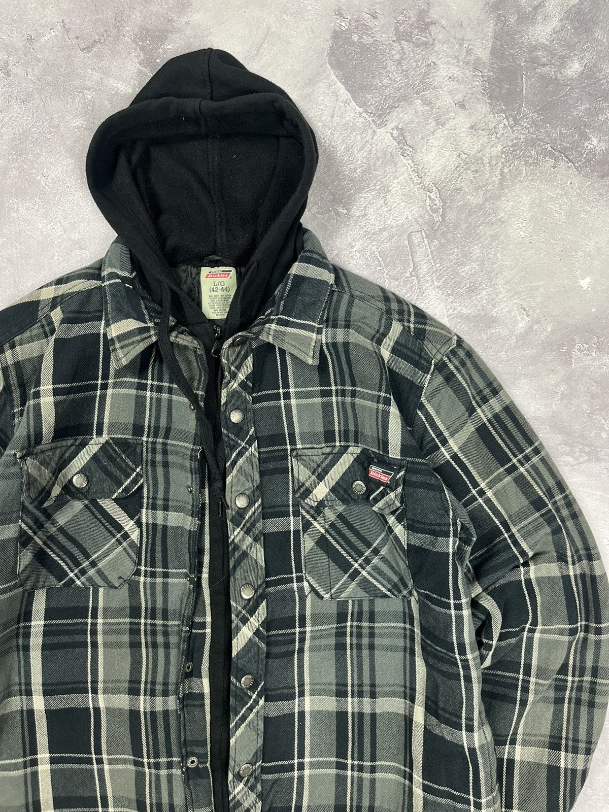 Dickies Vintage Y2K Dickies Overshirt Zip Hooded Jacket Checkered Size US L / EU 52-54 / 3 - 2 Thumbnail