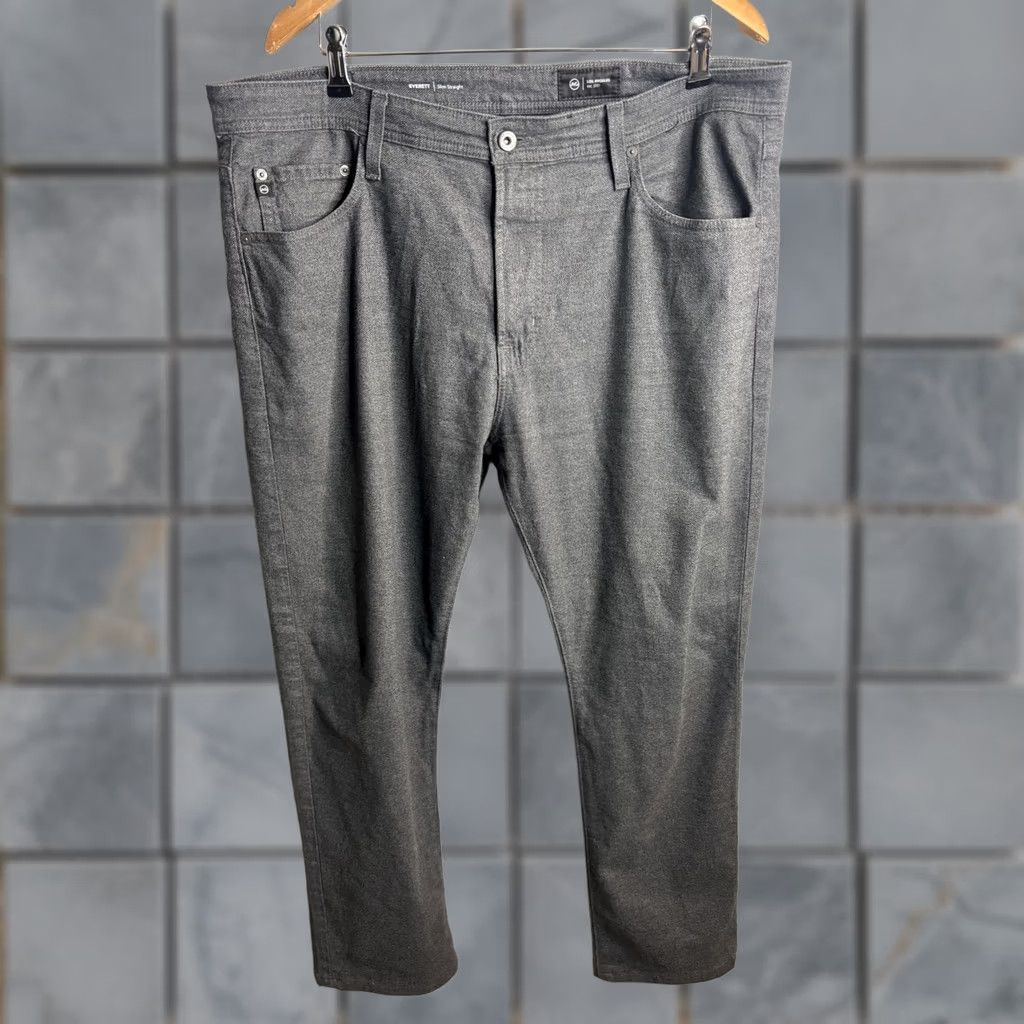 Denime AG Everett Slim Straight Jeans Mens 37x35 Gray Charcoal 5-Pocket Denim Zip Fly Mid Rise Size US 37 - 1 Thumbnail