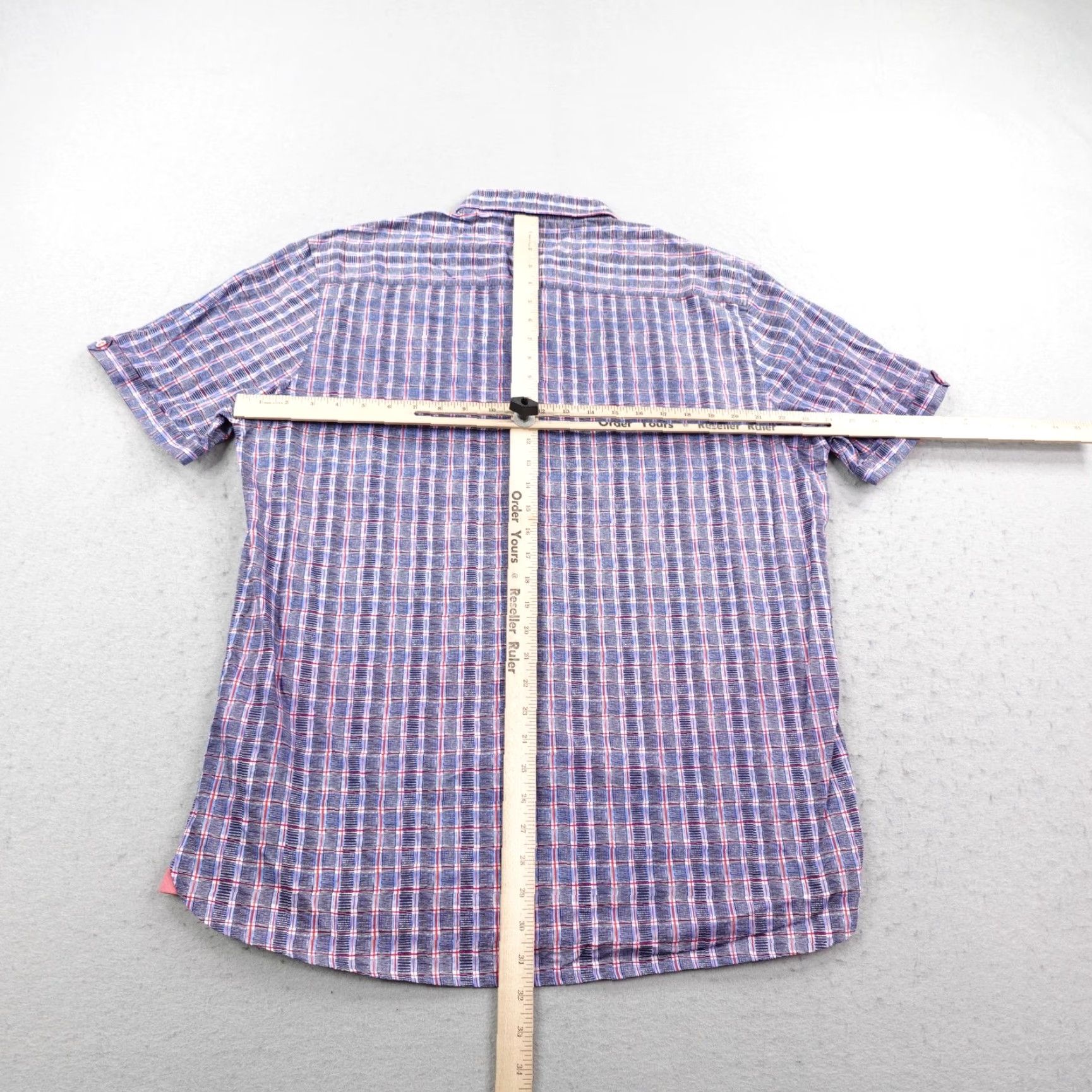 Luchiano Visconti VINTAGE Luchiano Visconti Shirt Men XL Blue Red Plaid Short Sleeve Button-Up Casual Size US XL / EU 56 / 4 - 5 Thumbnail