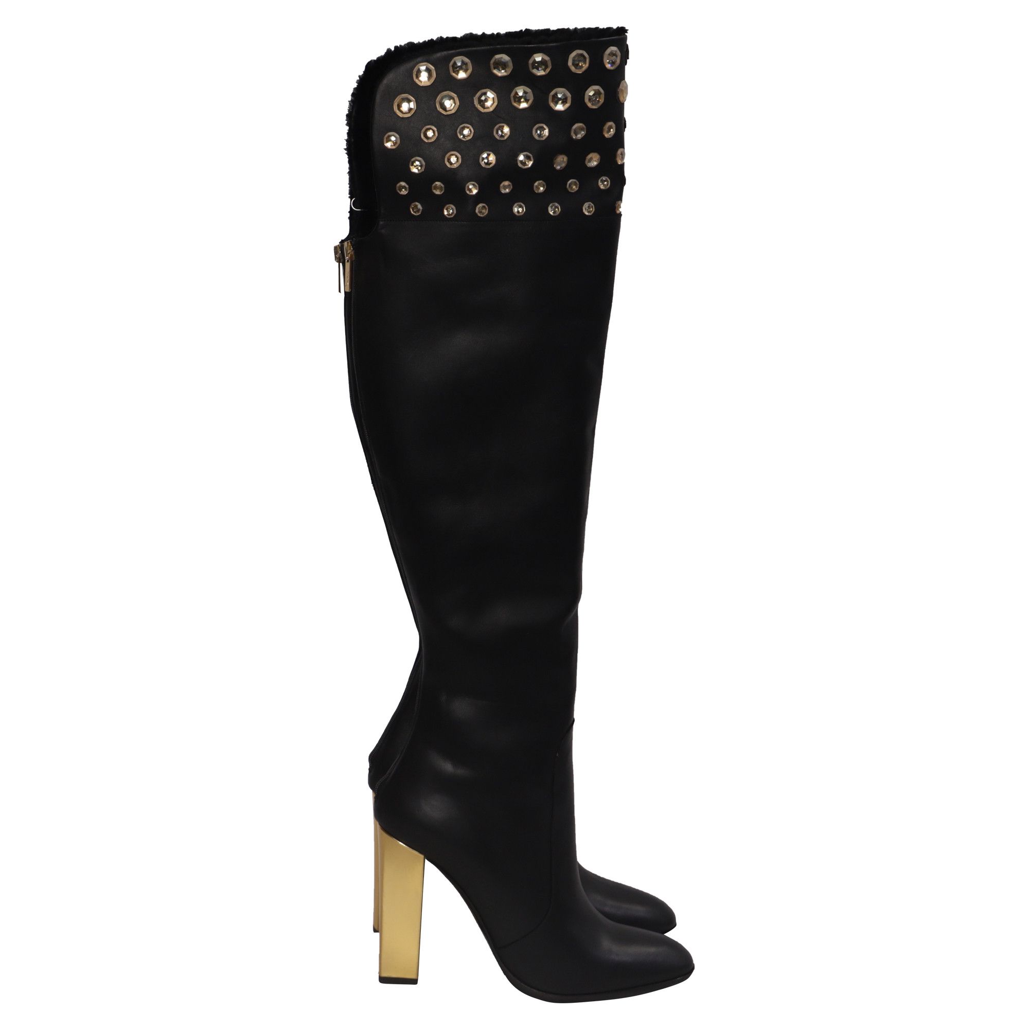 Rene Caovilla Rene Caovilla Over-the-Knee Boots in Black Leather Size US 10 / IT 40 - 1 Thumbnail