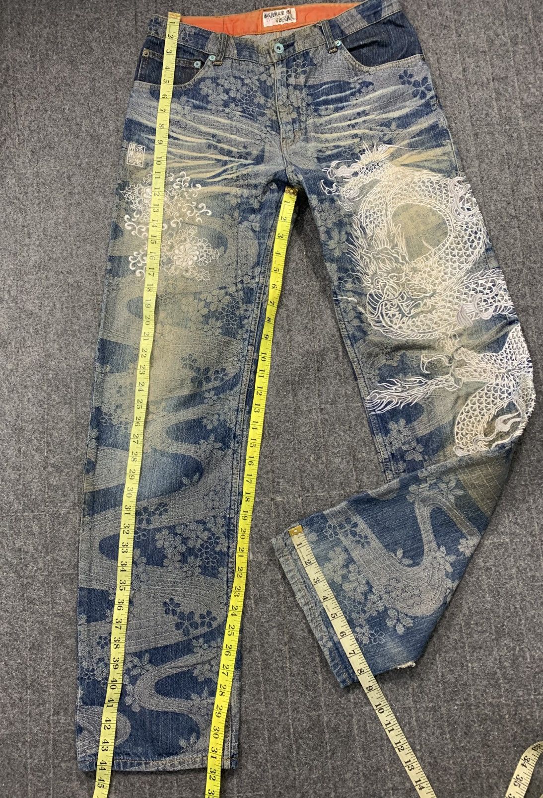 Karakuri Tamashii Karakuri Tamashi Embroidery Dragon Logo Indigo Denim Jeans Size US 32 / EU 48 - 18 Thumbnail