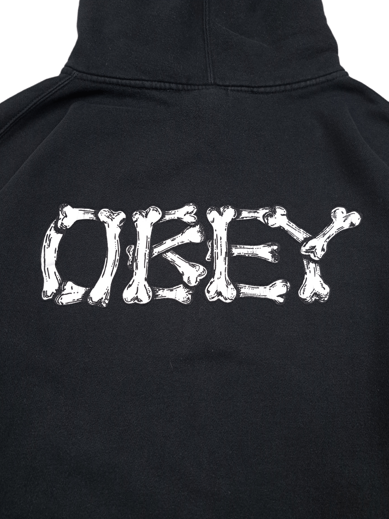 Obey 💎 Vintage Obey Bones Spell out Y2K Zip Faded Black Hoodie M Size US M / EU 48-50 / 2 - 4 Thumbnail