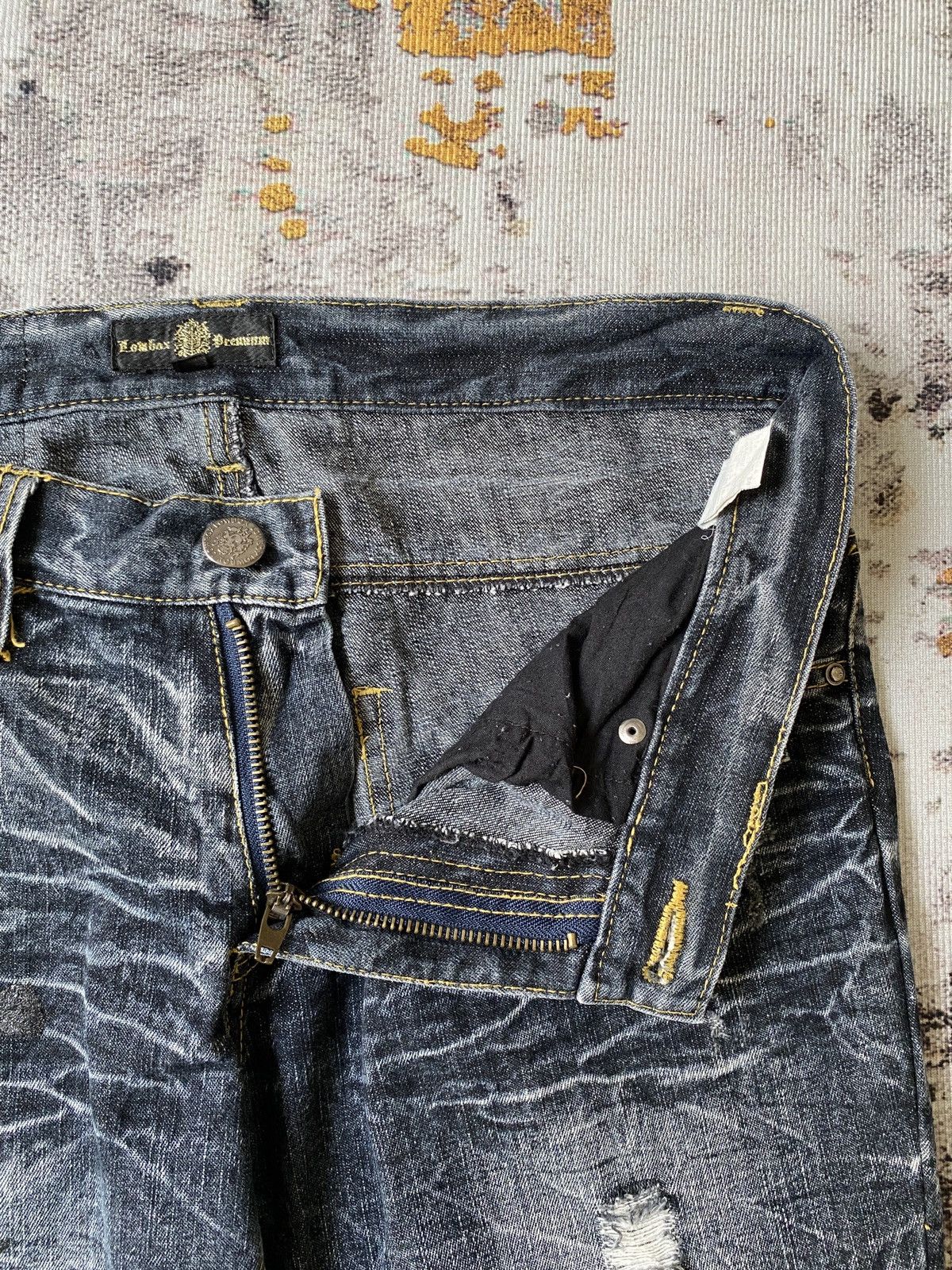 Japanese Brand Lowbox Premium Claws Mark Honey Comb Distressed Flare Denim Size US 32 / EU 48 - 14 Thumbnail
