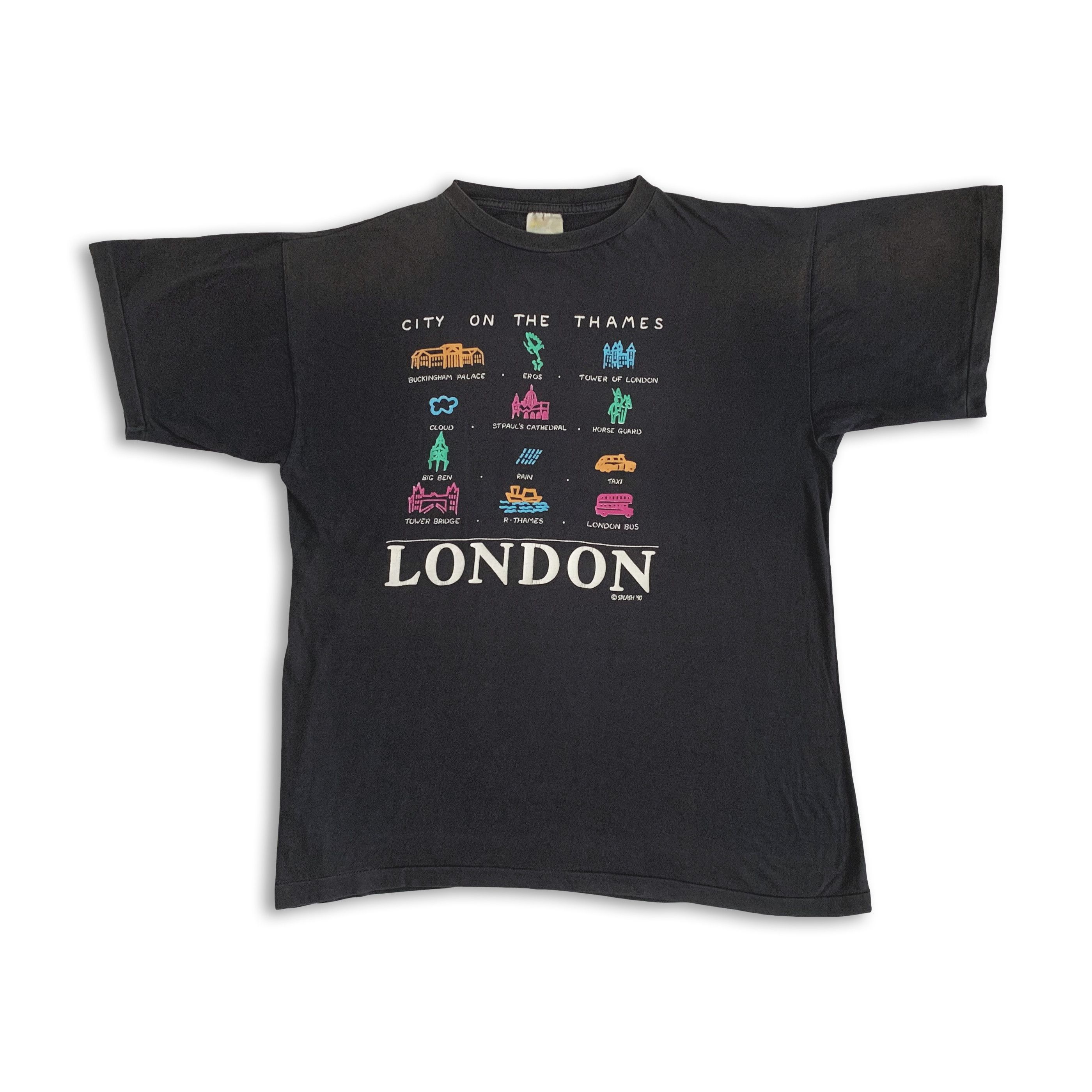 Other Vintage 1990s LONDON t shirt Single Stitch Tee 80s Faded Size US XL / EU 56 / 4 - 2 Thumbnail