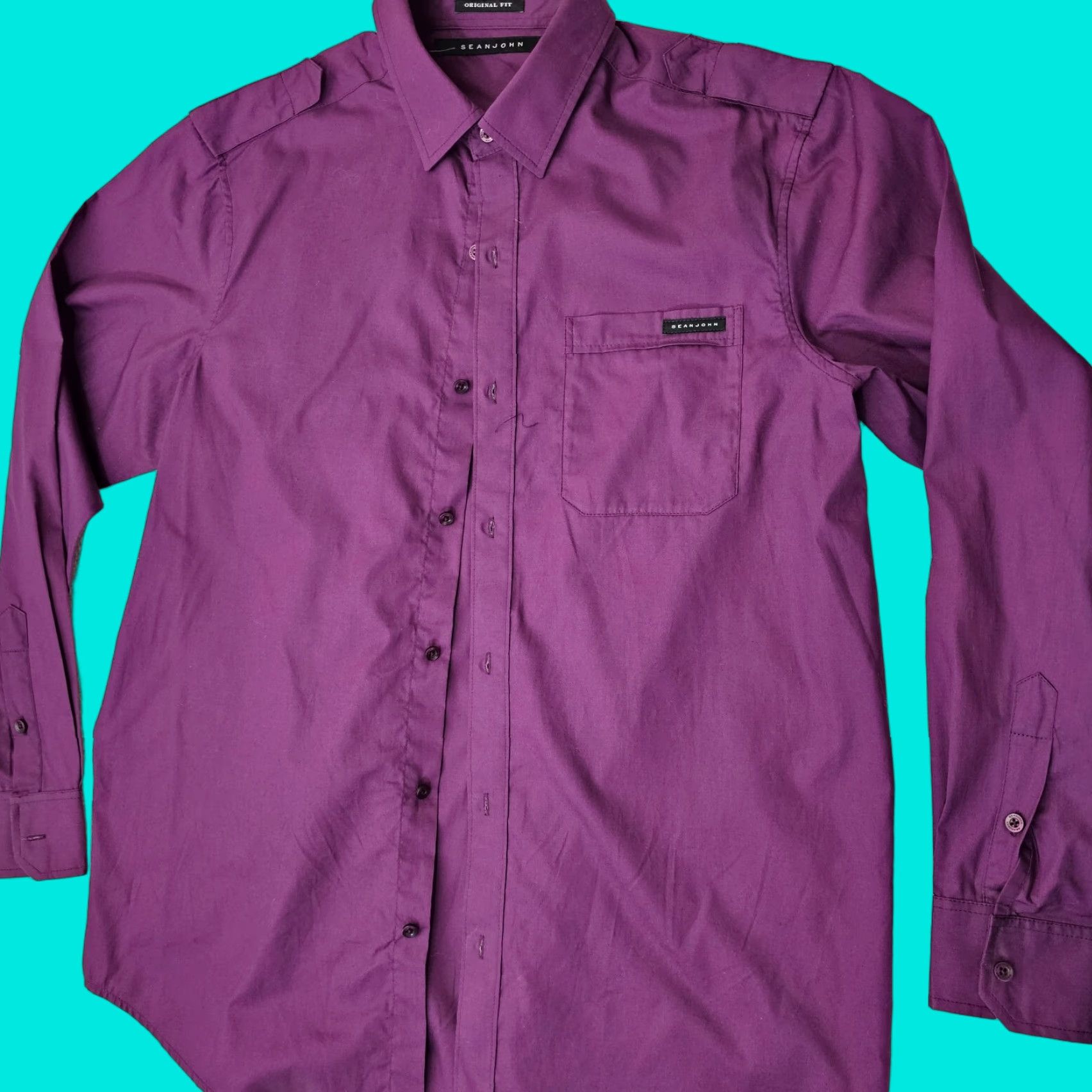 Sean John Sean John Shirt Mens Size L Button-Up Long Sleeve Pocket Purple Confident Fit Regular Size US L / EU 52-54 / 3 - 1 Thumbnail