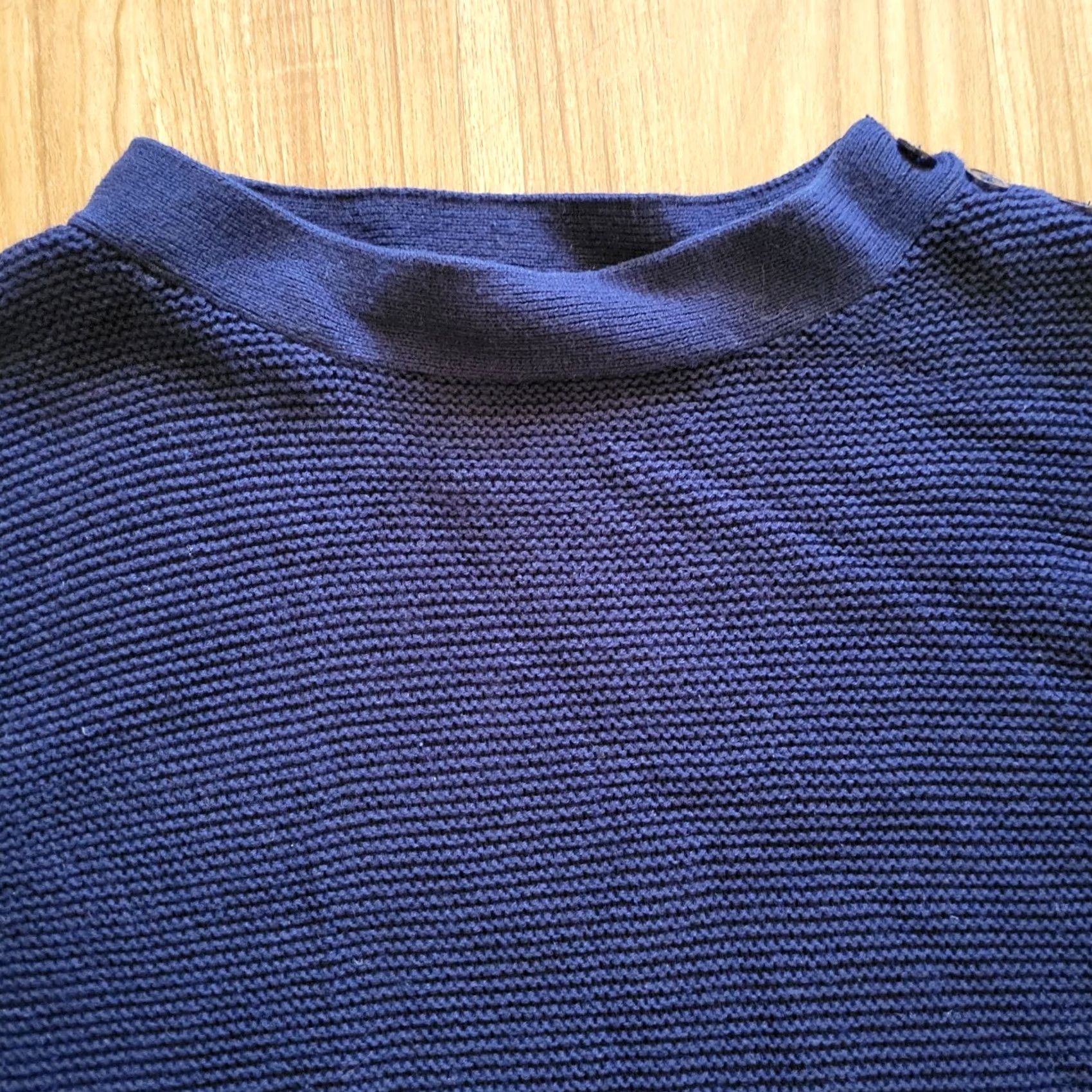 Talbots Talbots Sweater Shirt Top Womens Medium Navy Blue Knit Boat Neck Button Classic Size M / US 6-8 / IT 42-44 - 3 Thumbnail