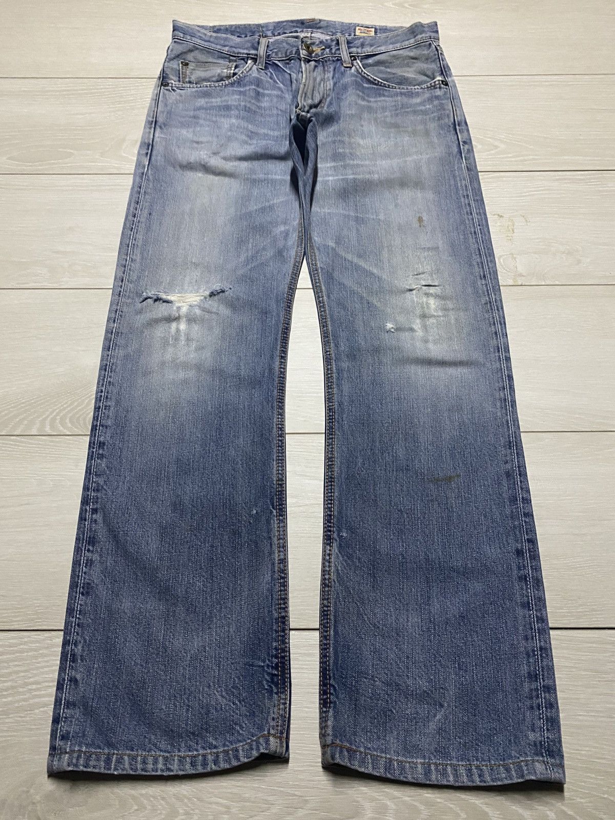 Japanese Brand Vintage Edwin Faded Wash Distressed Loose Jeans Size US 32 / EU 48 - 1 Thumbnail