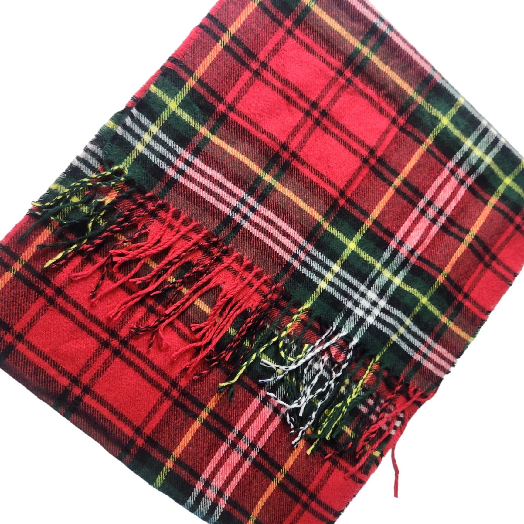 Steve Madden Steve Madden Scarf Red Plaid Tartan Fringe Edges One Size Wide Classic Size ONE SIZE - 3 Thumbnail
