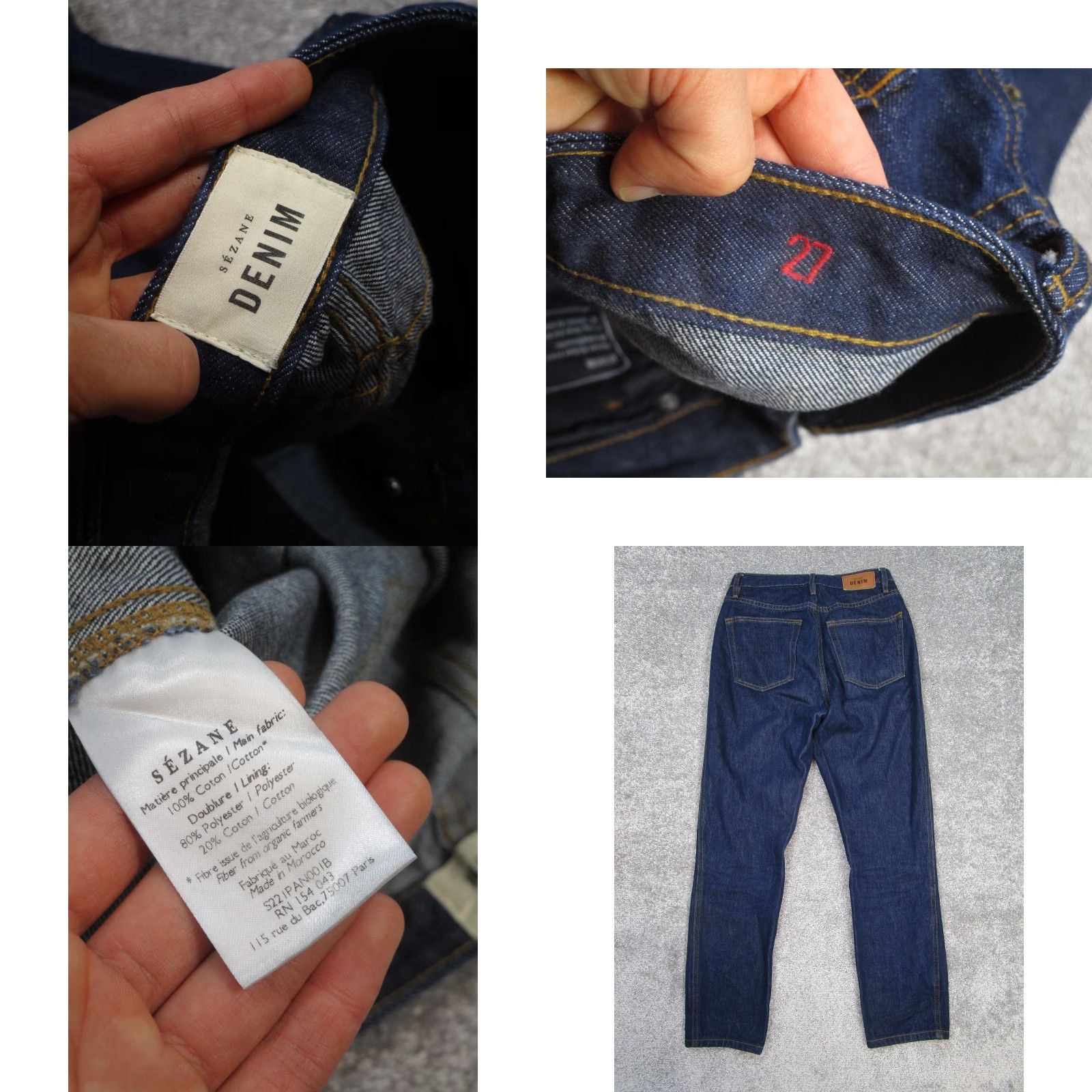 Vintage VINTAGE Sezane Jeans Womens 27 Dark Wash Denim Tapered Fit High Rise Button Fly 2010s Women's Size 27" / US 4 / IT 40 - 8 Thumbnail