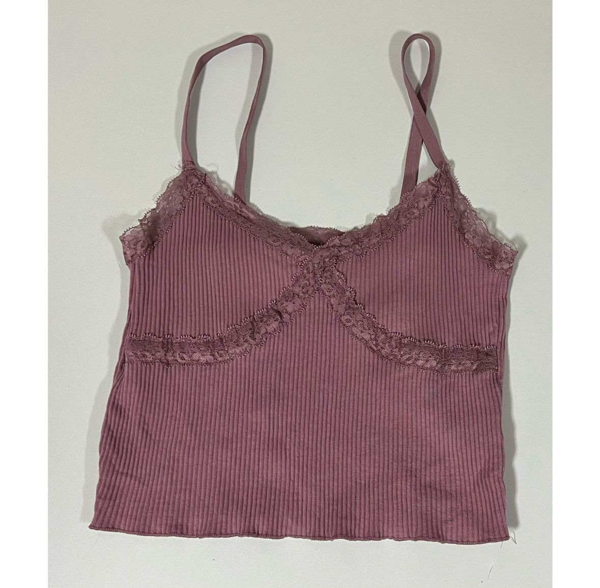 Cotton On Cotton On Mauve Lace Tank Crop Top Shirt Camisole Size XS 🎀 Size XS / US 0-2 / IT 36-38 - 1 Thumbnail
