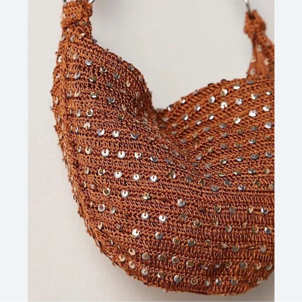 Free People Free People Sequin Shoulder Bag in Copper Size ONE SIZE - 1 Thumbnail