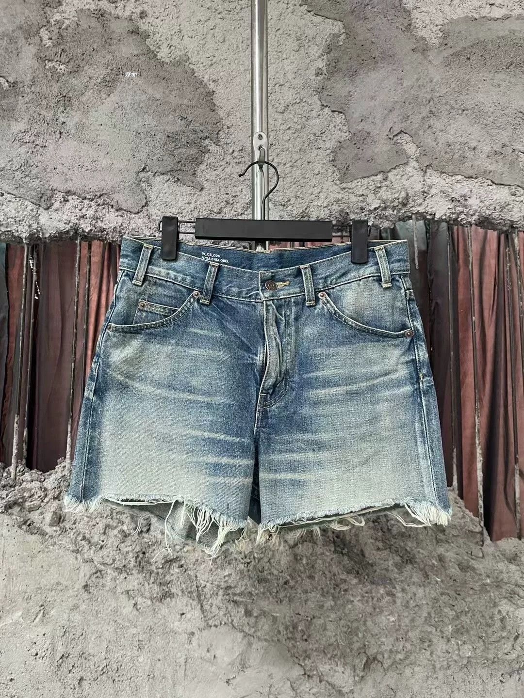 Celine Celine Washed Blue Frayed Denim Shorts Size US 7 / EU 40 - 1 Thumbnail