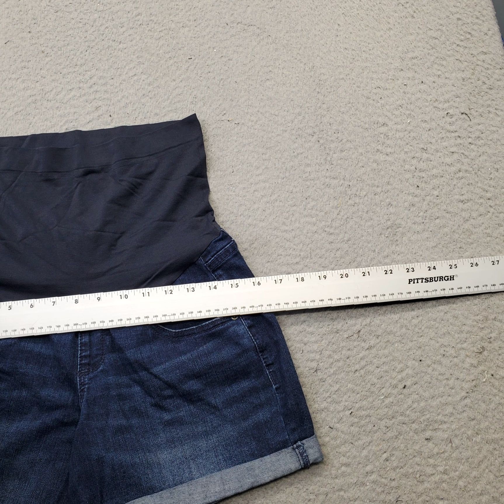 Vintage a:glow Womens 6 Blue Denim Stretch Cuffed Tube Waist Maternity Boyfriend Shorts Shirt? Size 28" / US 6 / IT 42 - 4 Thumbnail