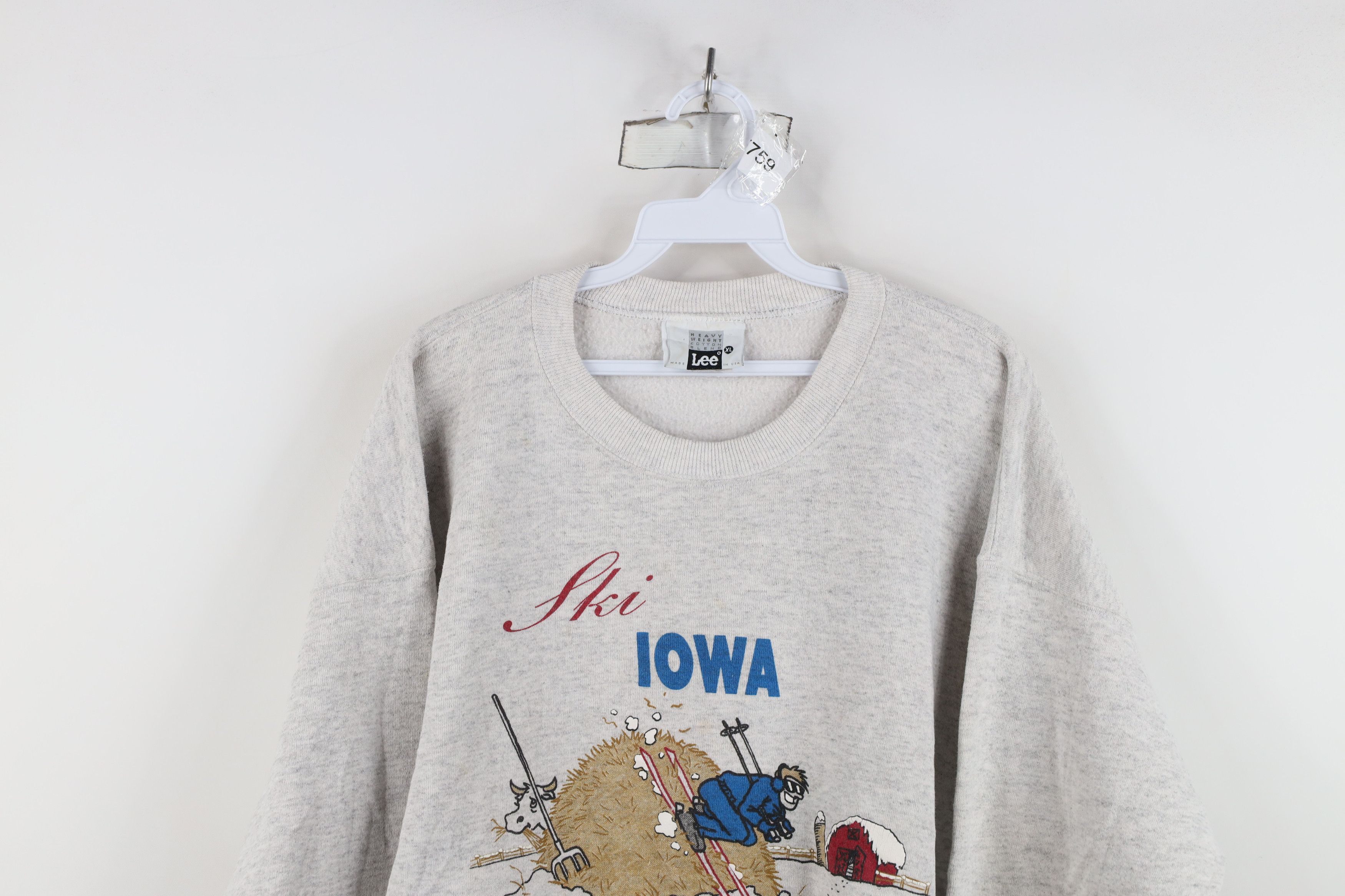 Vintage Vintage 90s Streetwear Ski Iowa Skiing Sweatshirt Gray USA Size US XL / EU 56 / 4 - 2 Thumbnail