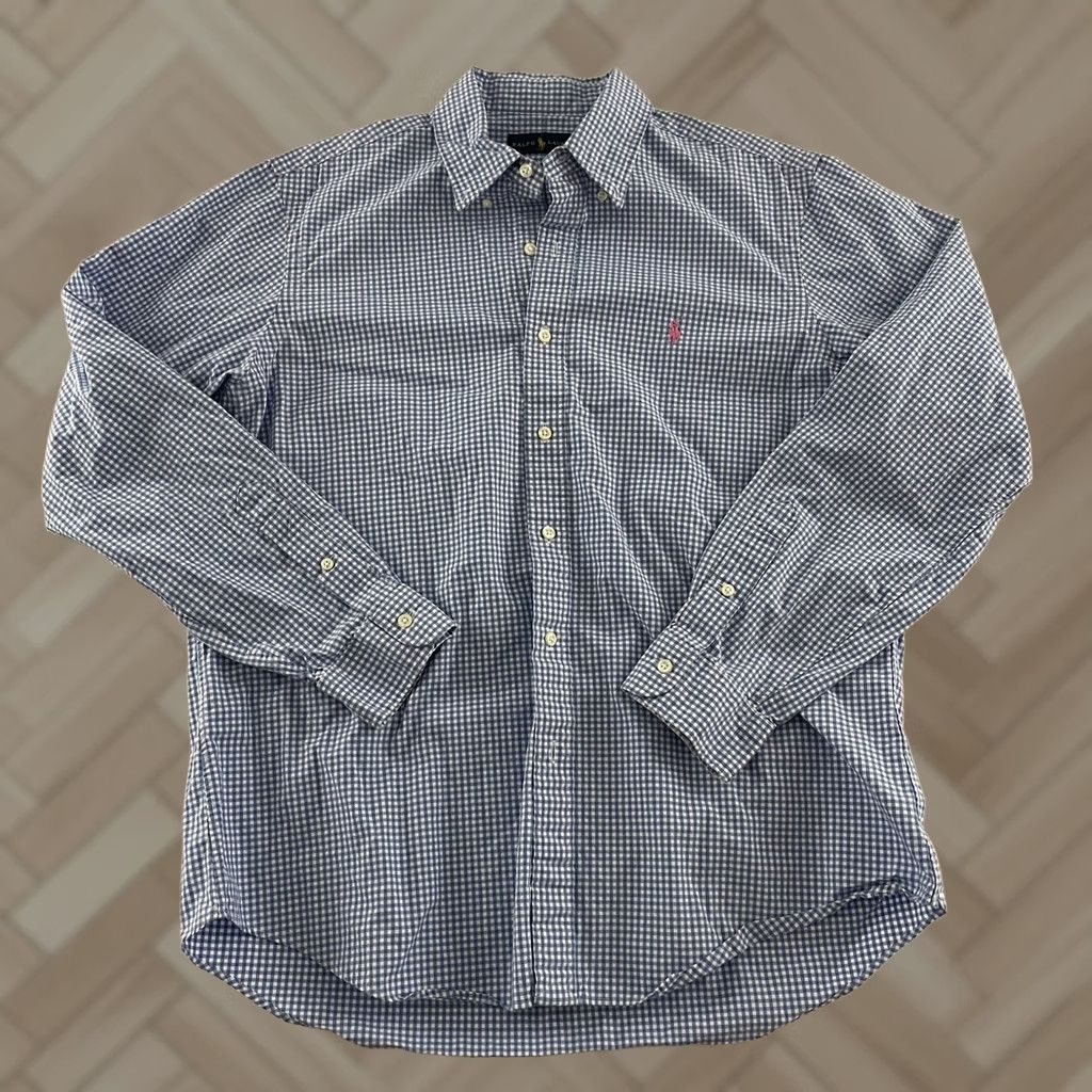 Polo Ralph Lauren Polo Ralph Lauren Shirt Mens L Plaid Long Sleeve Button Front Men Blue White Size US L / EU 52-54 / 3 - 1 Thumbnail
