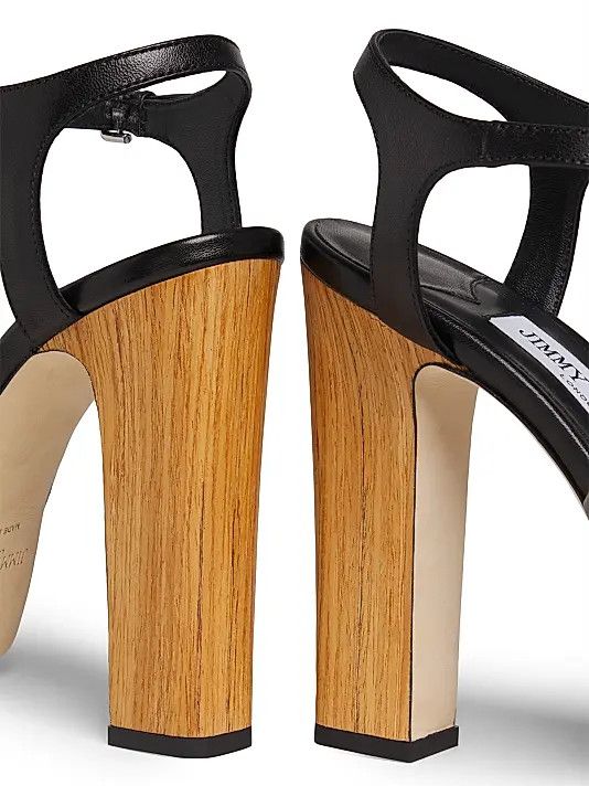Jimmy Choo os11x0326 Heloise 120mm Leather Platform Sandals in Black Size US 6.5 / IT 36.5 - 4 Thumbnail