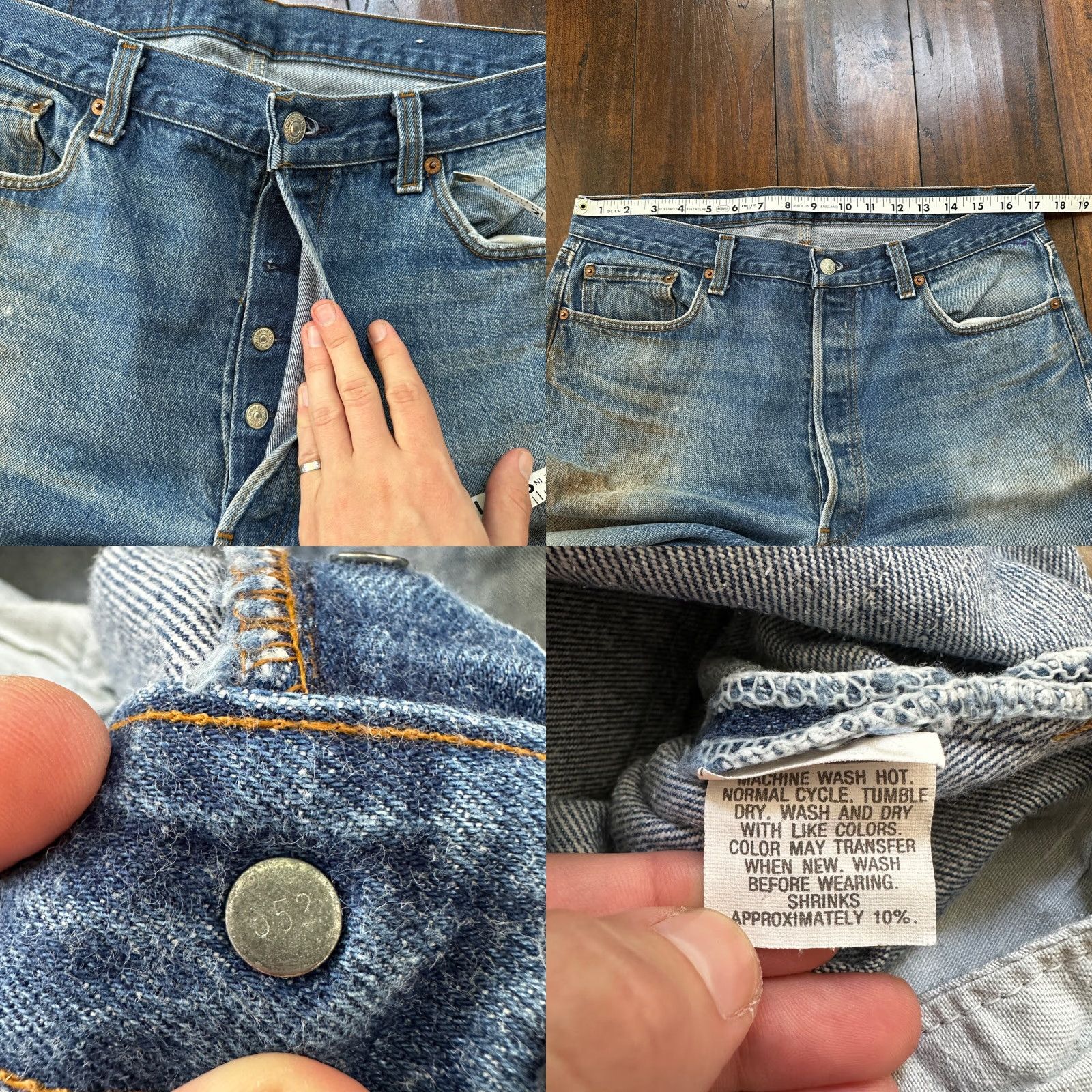 Levi's VINTAGE Levi's 501 Jeans 38x36 Blue Light Wash Straight Fit 90s Mens Size US 38 / EU 54 - 8 Thumbnail