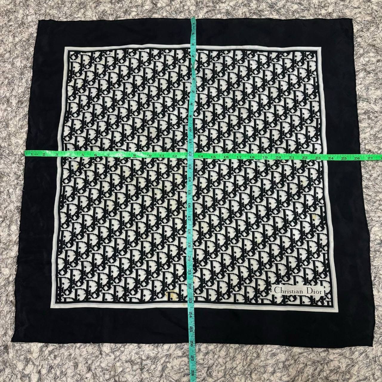 Christian Dior Monsieur Vtg Christian Dior Trotter Monogram Silk Scarf Black White Size ONE SIZE - 8 Thumbnail